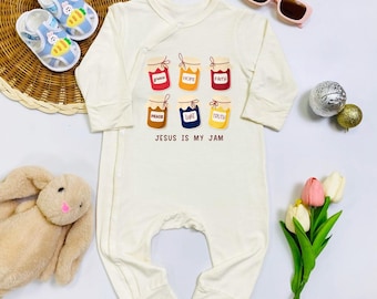 Cute Jesus Is My Jam Baby Bodysuit, Custom Grace Faith Hope God Baby Romper, Jesus Lover Baby Clothes, Baby Shower Gift
