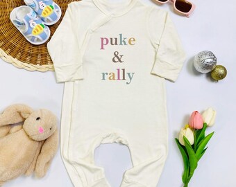 Puke & Rally Baby Bodysuit, Custom Funny Newborn Gift for Baby, Funny Baby Shower Gift