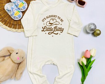 Western Cowboy Baby Bodysuit, It's Alright To Be Little Bitty, Custom Retro Country Baby Clothes, Baby Shower Gift, Funny Baby Announcement
