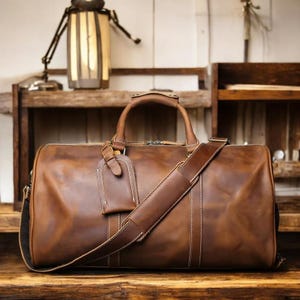Personalisierte Vollnarbenleder Duffle Bag mit Schuhfach | Herren Reise Wochenende Handgepäck | Einzigartiges Weihnachtsgeschenk