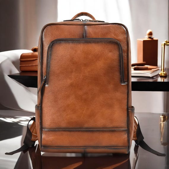 brown leather backpack with side zippers Berliner Bags - Kelly On the outside Nappa Leather Backpack With Zip
