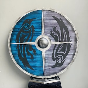 Viking Valhalla Raven Wooden Shield - Crow Designer Shield - Battle Ready Viking Shield - Norse Warrior Decor shield  Best Gift For Him