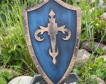Templar Wappen Schild - Ritter Blau und Gold Mittelalter Schild - Schild aus Holz für Cosplay, LARP & Wanddekoration - Bestes Geschenk für Ihn
