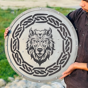 Viking Shield Fenrir Wolf Battleworn Shield - Medieval Viking Warrior Shield - Medieval Wall Decor - wooden shield - Best Viking Shield
