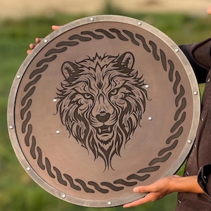 Wolf Battleworn Wooden Shield - Medieval Viking Warrior Shield - Medieval Wall Decor - wooden shield - Best Viking Shield - Best Gift