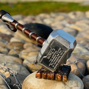 Thor Mjolnir Hammer - Thor Hammer - Thor Etching Hammer with leather grip - Asgardian Thor Hammer - Avengers Endgame Hammer - Best Gift
