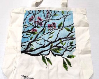 Floral Tote Bag, Back to School Tote Bag, Jumbo Canvas Tote Bag, Colorful Floral Shopping Bag, Aesthetic Tote Bag, Botanical Floral Tote Bag