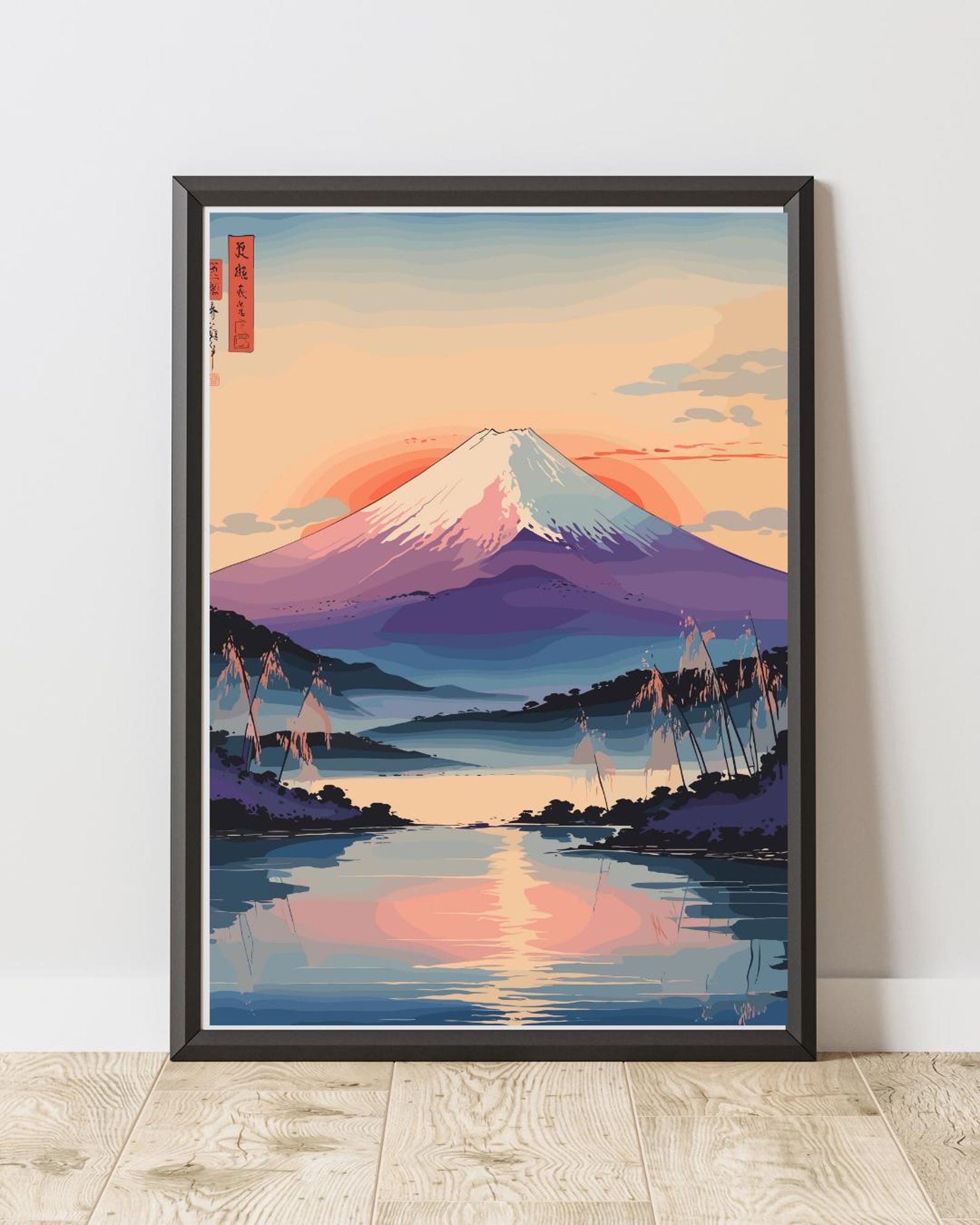 Mount Fuji Wall Art – Japanese Landscape Print With Sunrise and Lake ...