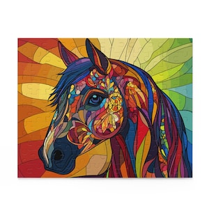 Vibrant Horse Puzzle - 120/252/500-Piece, Art Gift, Relaxing Activity, Horse Lover Decor, Fun Family Night