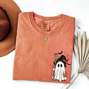 Cute Ghost T-Shirt,Halloween T-shirt, Women&#39;s Halloween T-shirt, Cute Fall Shirt, Gift For Halloween, Spooky Season Shirt