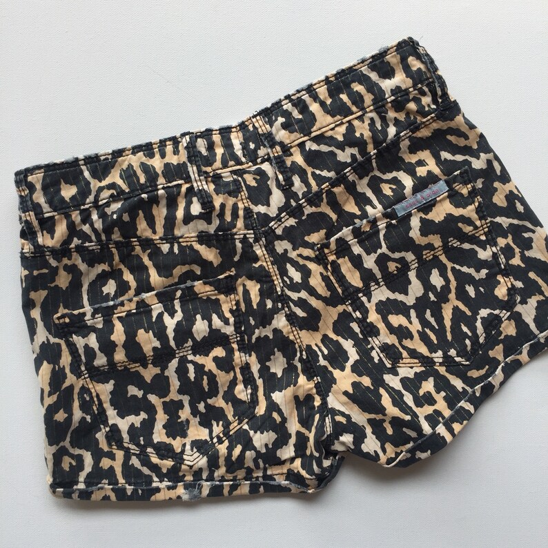 Leopard print denim Cut Off Shorts animal cheetah