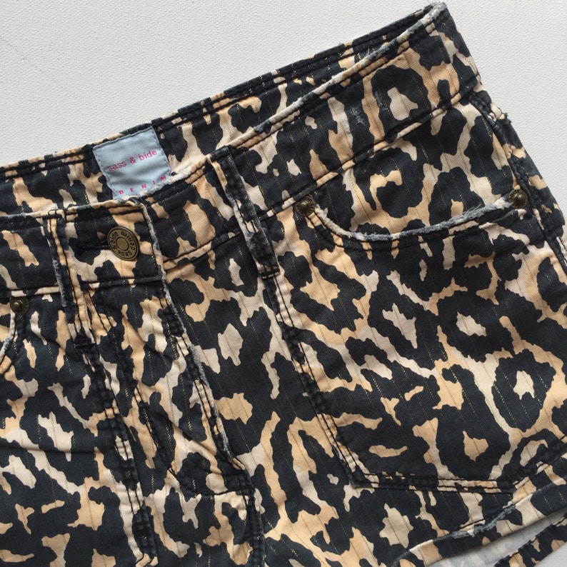 Leopard print denim Cut Off Shorts animal cheetah