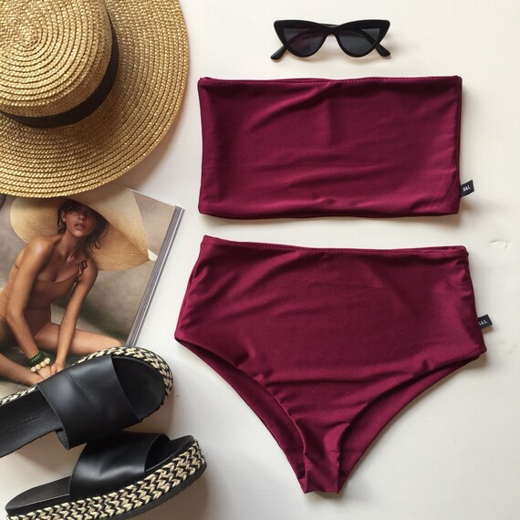 high waisted bikini tube top