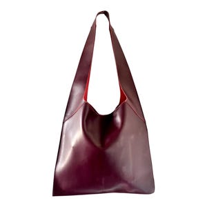 Damen-Umhängetasche aus echtem italienischem Leder – Elegante Shopper-Hobo-Tragetasche mit abnehmbarer Clutch und Magnetverschluss – Burgunderrot
