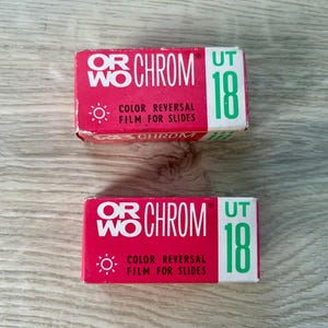 Set von 2 ORWO Chrom UT18 Diafilme Mittelformat 120 – 1979 DDR versiegelt