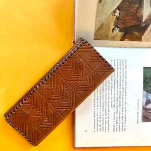 Cartera vintage de cuero marrón – URSS, años 70 – Cierre a presión – Monedero soviético con forro beige – Envío gratuito