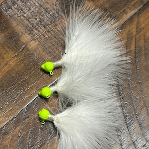 3 Pack of 1/8oz Limeade Crappie, Bass, Trout, Panfish Jigs
