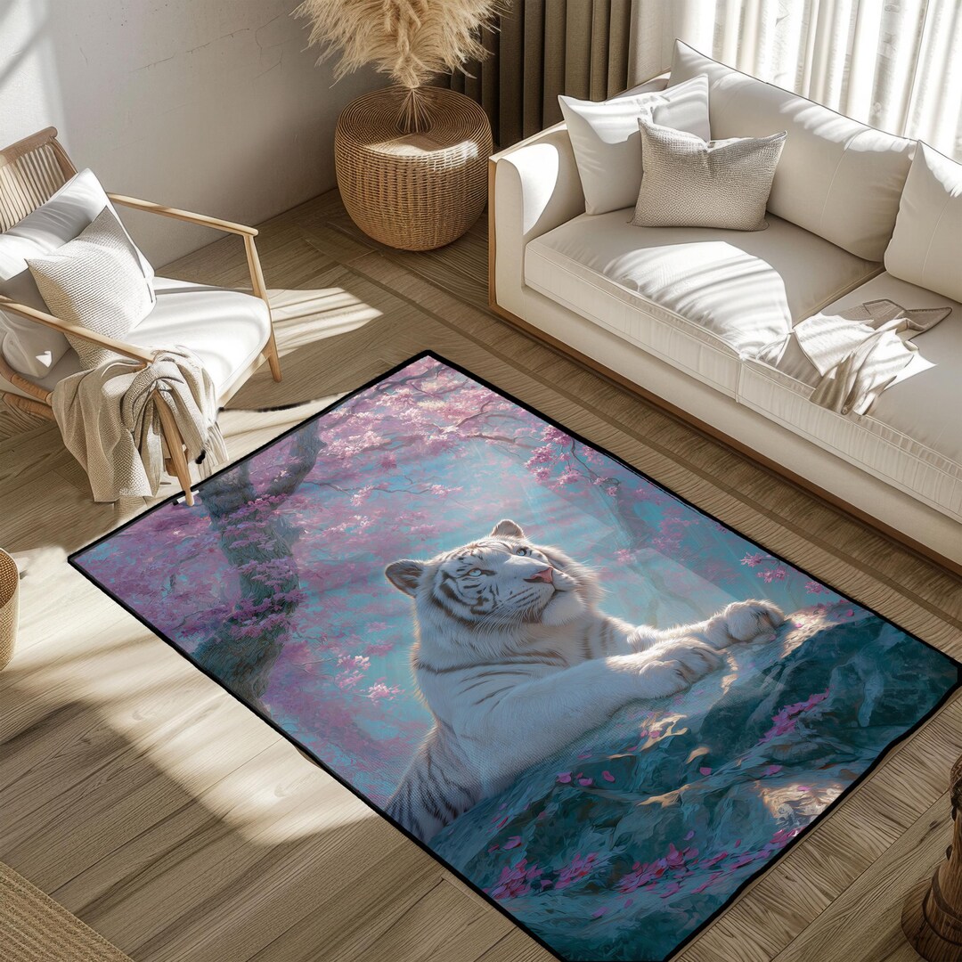 White Tiger Nature Enthusiast Rug, Wildlife Lover Rug, Animal Advocate ...