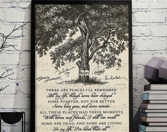 Affiche des paroles de « In My Life » des Beatles, impression sur toile vintage, citation rétro, cadeau pour les fans des Beatles, affiche décorative pour les amateurs de musique.