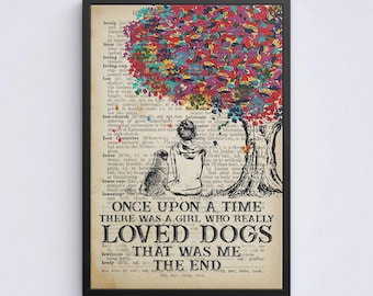 A Girl Who Loved Dogs Canvas, Dog Mom Gift Poster, Pet Lover Wall Art, Birthday Gift Her, Veterinarian Office Decor, Dog Quote Wall Decor