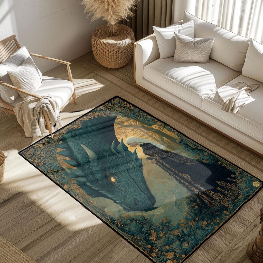 Fantasy Dragon Rug, Mythical Creature Rug, Magical Dragon Lover Rug ...