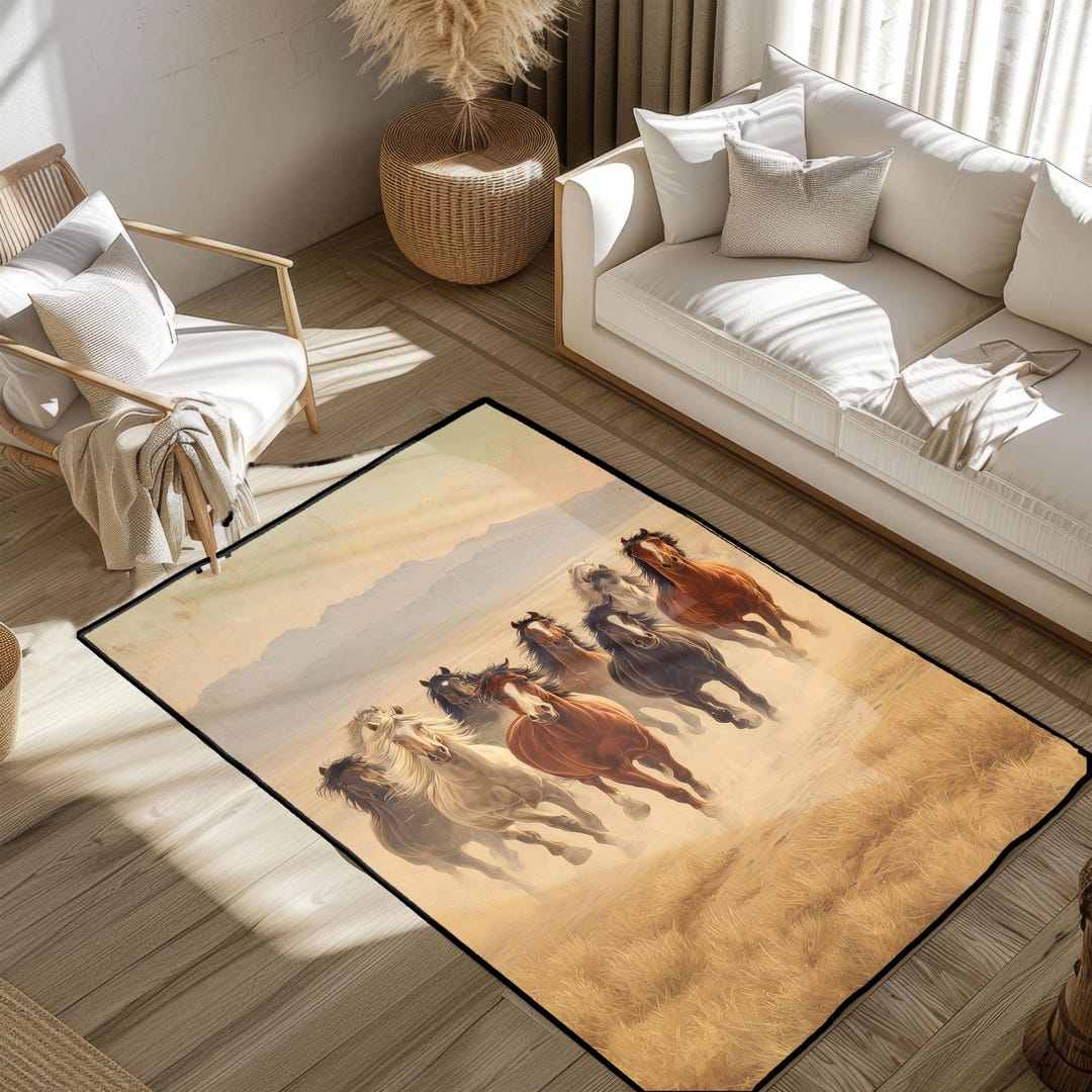 Running Horses Rug, Wild Horses Rug, Nature Animal Rug, Western Cowboy ...