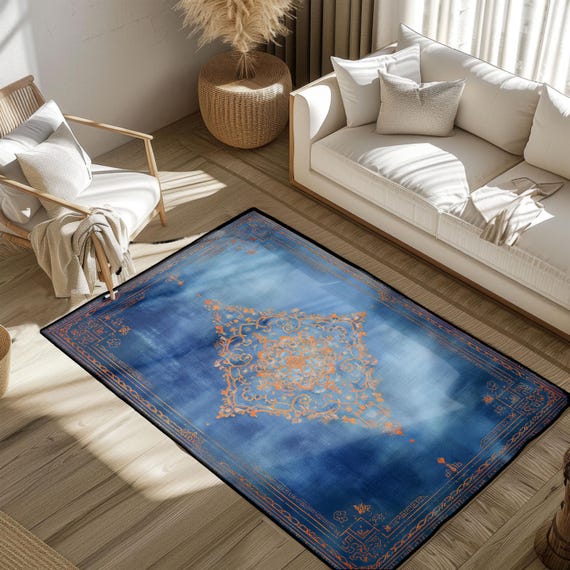 Elegant Vintage Inspired Rug, Decorative Rug, Home Decor Rug, Living Room Rug, Boho Rug, Artistic Rug, Earth Tone Rug