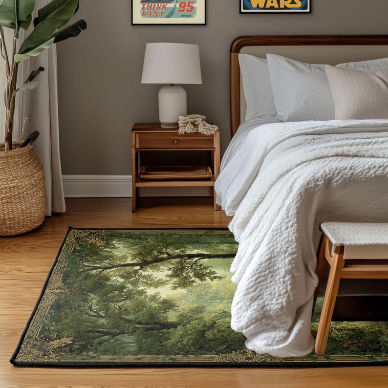 Forest Landscape Rug, Nature Scene Rug, Woodland View Rug, Outdoor ...