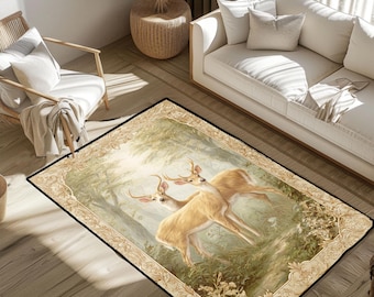 Natur Inspirierter Reh Teppich, Tier Teppich Wildtiere, Wald Teppich, Woodland Teppich, Outdoor Enthusiast Teppich, Tier Liebhaber Teppich, Landschaft