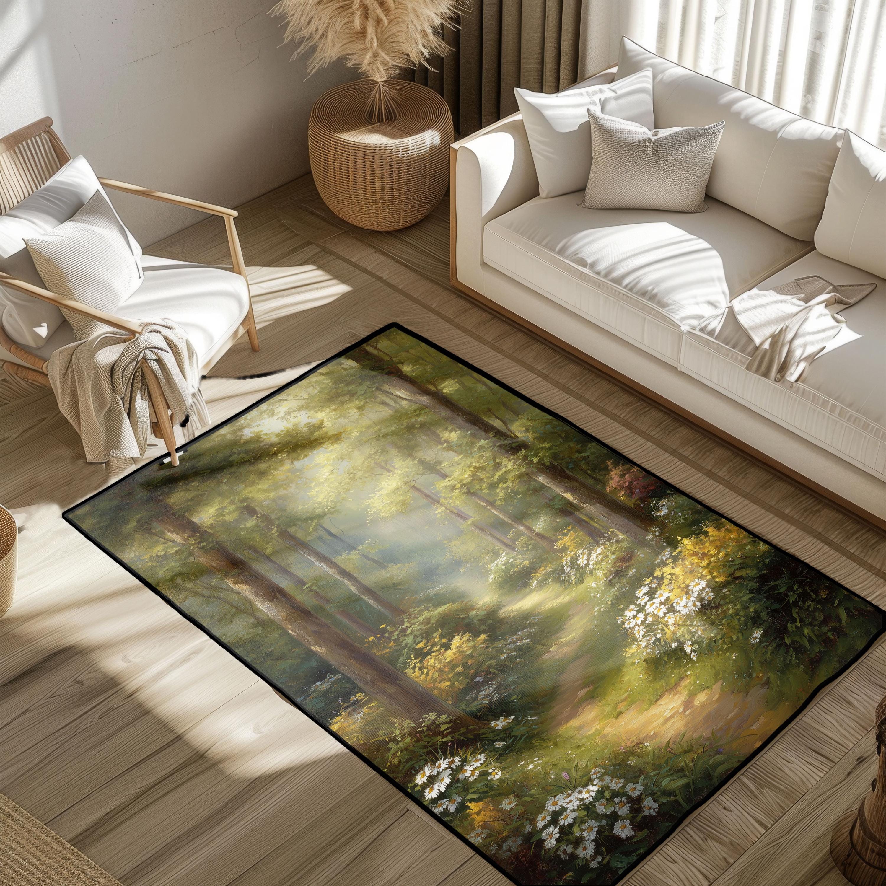 Forest Nature Rug, Woodland Scenery Rug, Tranquil Landscape Rug