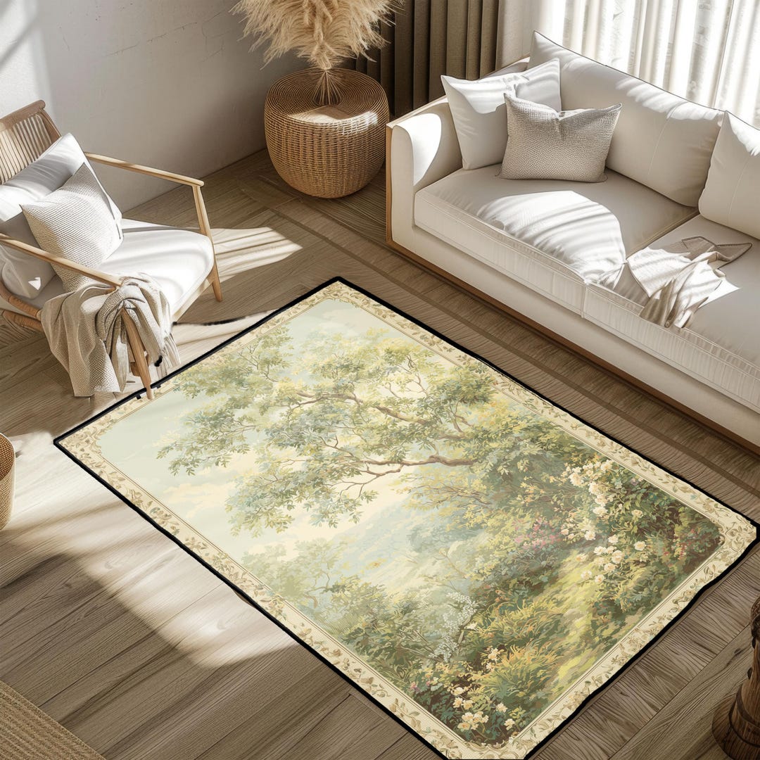 Vintage Landscape Rug, Cottagecore Decor Area Rug, Nature Lover Gift ...