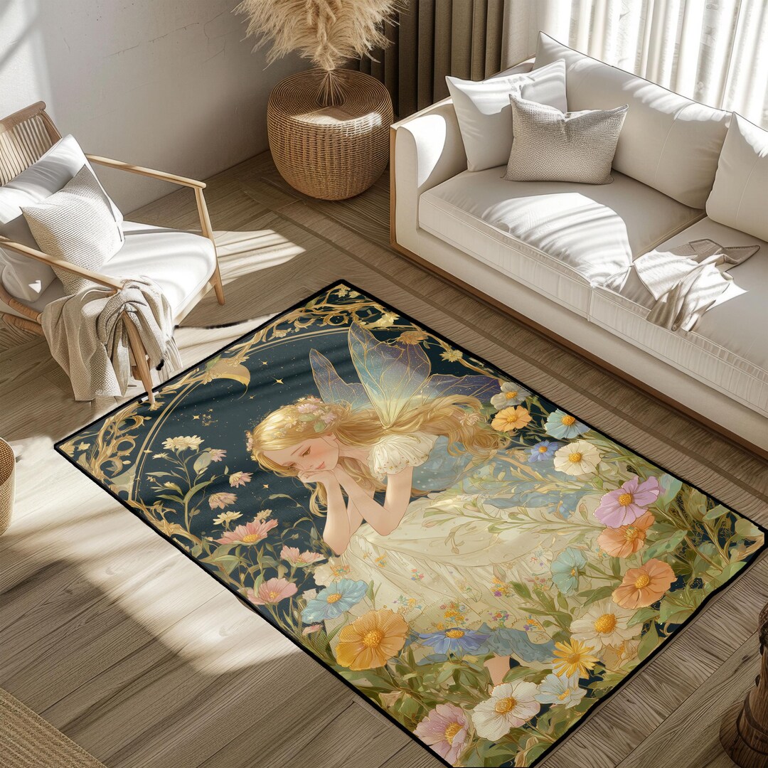 Fairy Rug Round Fairy Garden Rug, Fantasy Rug, Dreamy Decor Rug, Nature Lover Rug ...