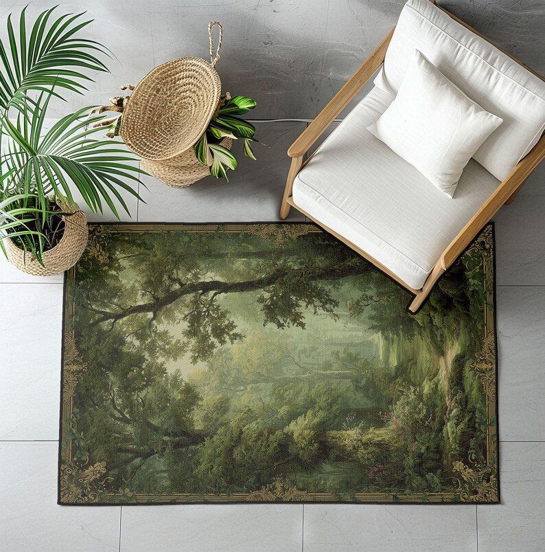Forest Throw Rug Forest Landscape Rug, Nature Scene Rug, Woodland View Rug, Outdoor ...