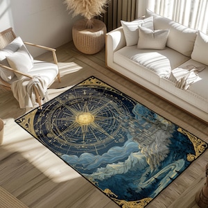 Astrology Lover Gift Rug, Celestial Map Decor Area Rug, Fantasy Reader Gift Floor Mat, D&D Gamer Home Decor Rug, Spiritual Explorer Gift Rug