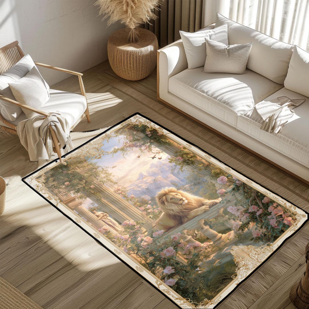 Lion of Judah Christian Rug, Jesus the King Carpet, Religious Home ...