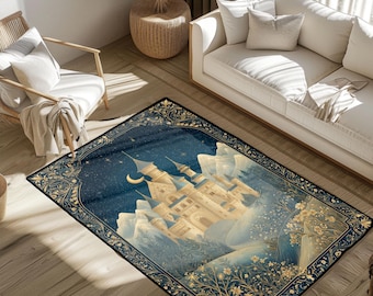 Fairy Tale Castle Rug, Fantasy Castle Rug, Magical Castle Rug For Kids, Dream Castle Rug For Bedroom, Enchanted Castle Rug For Home Decor