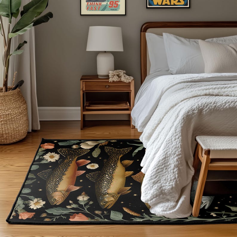 Fisherman Gift Area Rug, Trout Fishing Hobby Rug for Dad, Grandpa ...