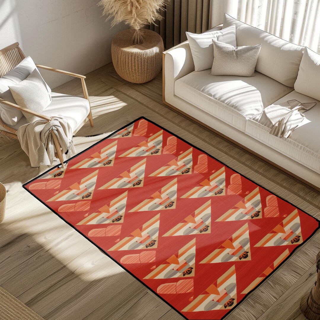 Abstract Contemporary Triangle Pattern Rug, Geometric Rug, Modern Art ...