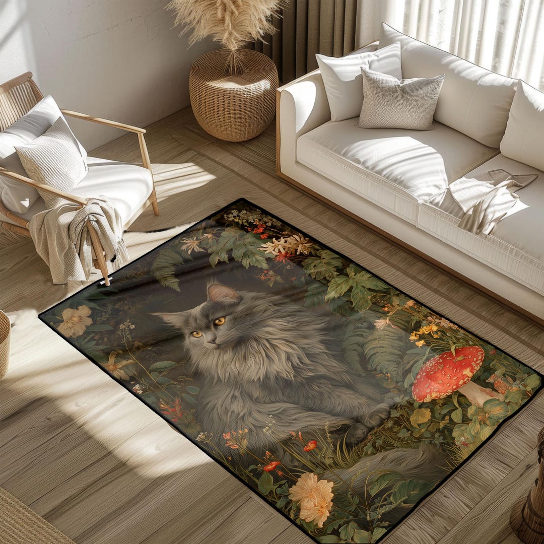 Animal Abyss Rug Mystical Cat Rug, Fantasy Animal Rug, Nature Lover Rug, Whimsical ...