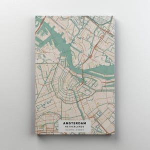 Amsterdam Netherlands City Map Canvas, Travel Wall Art Posters, Geographic Map Print Canvas, Home Decor Posters, Netherlands Identity