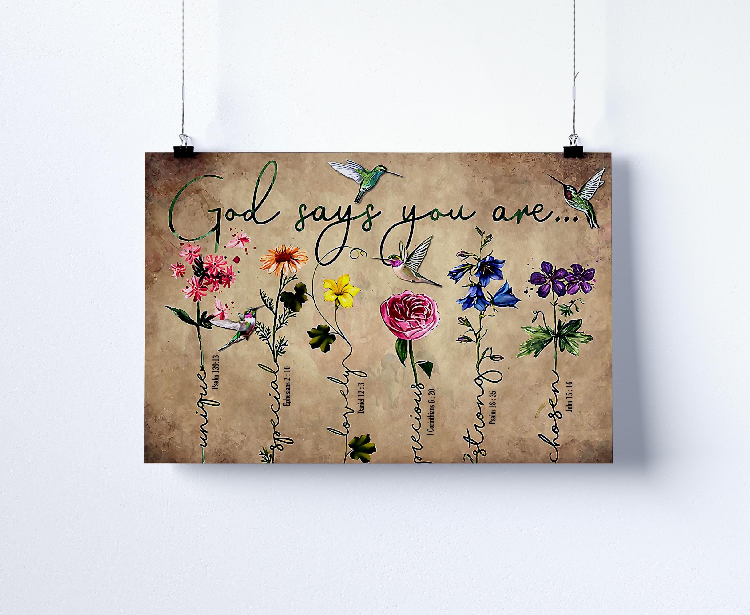God Says You Are Unique Special Lovely Precious Strong Chosen Canvas ...