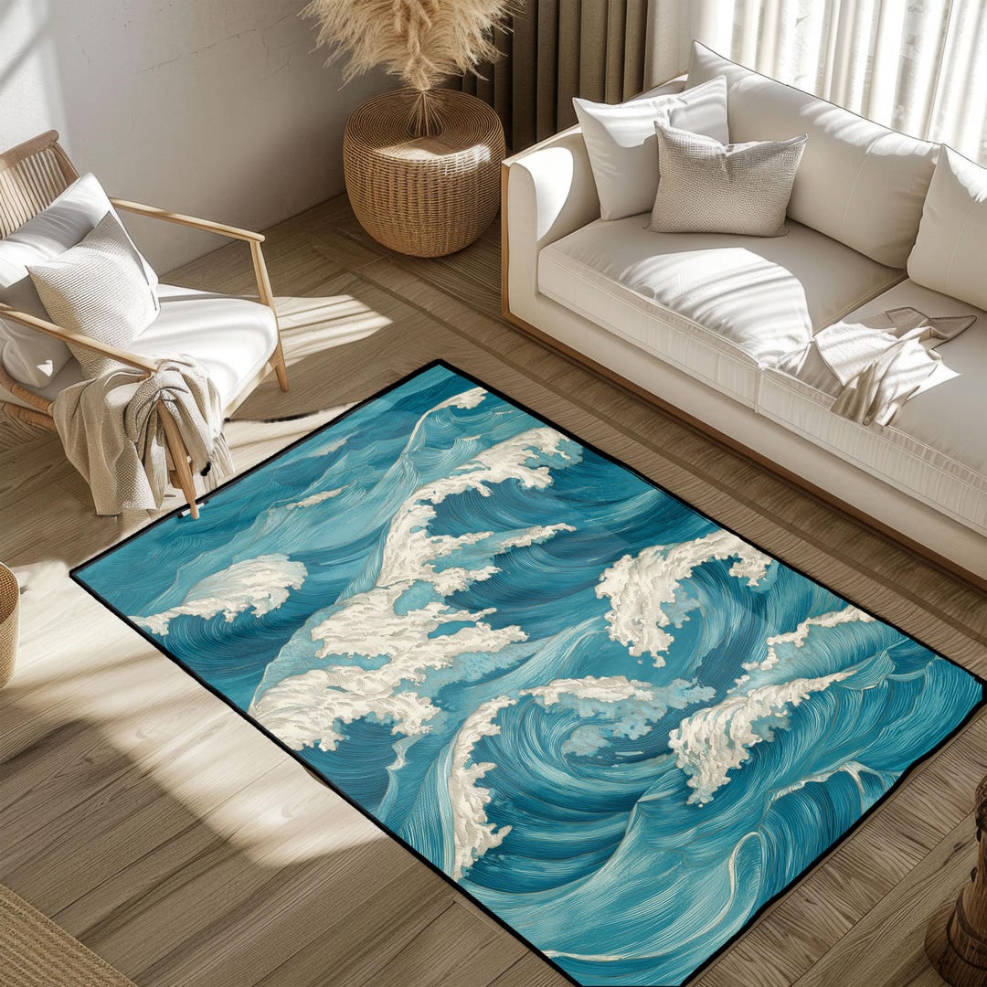 Ocean Waves Rug, Sea Water Rug, Surf Beach Rug, Coastal Decor Rug ...