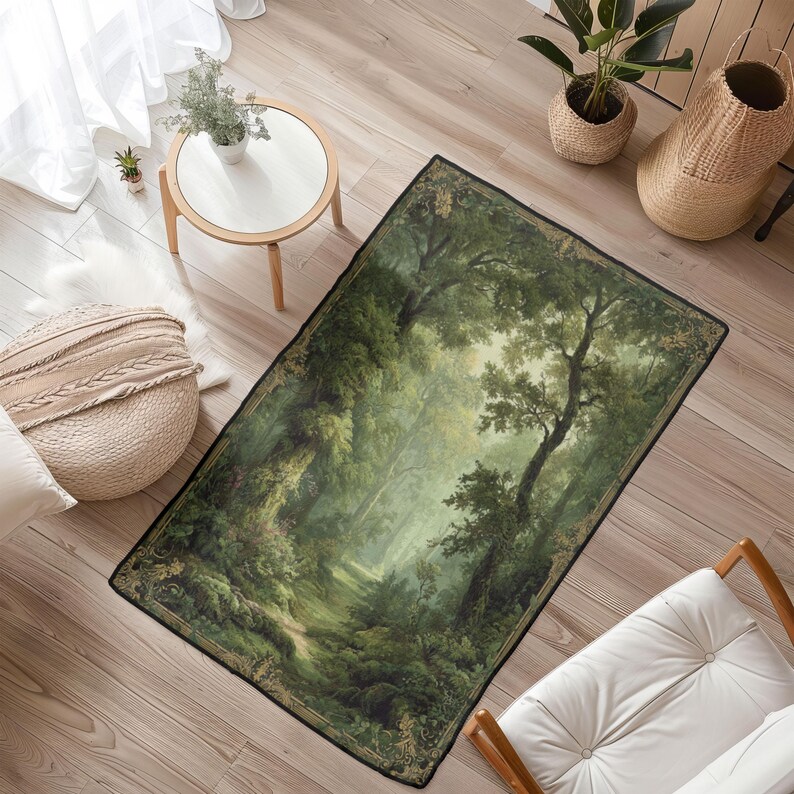 Forest Throw Rug Forest Landscape Rug, Nature Scene Rug, Woodland View Rug, Outdoor ...