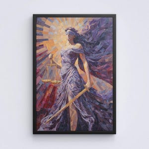 Lady Justice Canvas, Gift For Lawyer And Attorney Wall Art, Law Student Graduation Posters, Paralegal Office Decor, Scales Of Justice Print