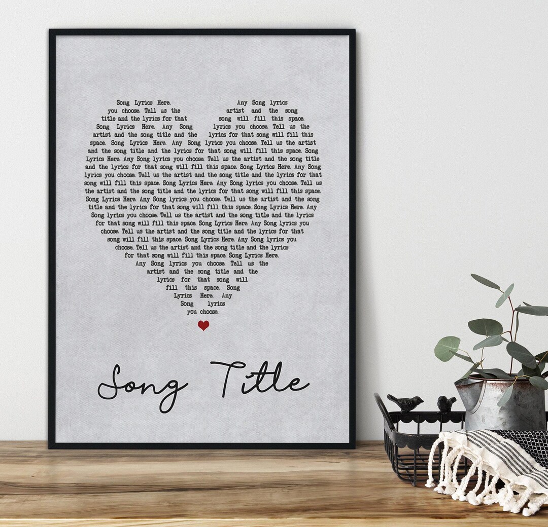 Personalized Song Lyrics Heart Canvas, Custom Wedding Song Poster ...