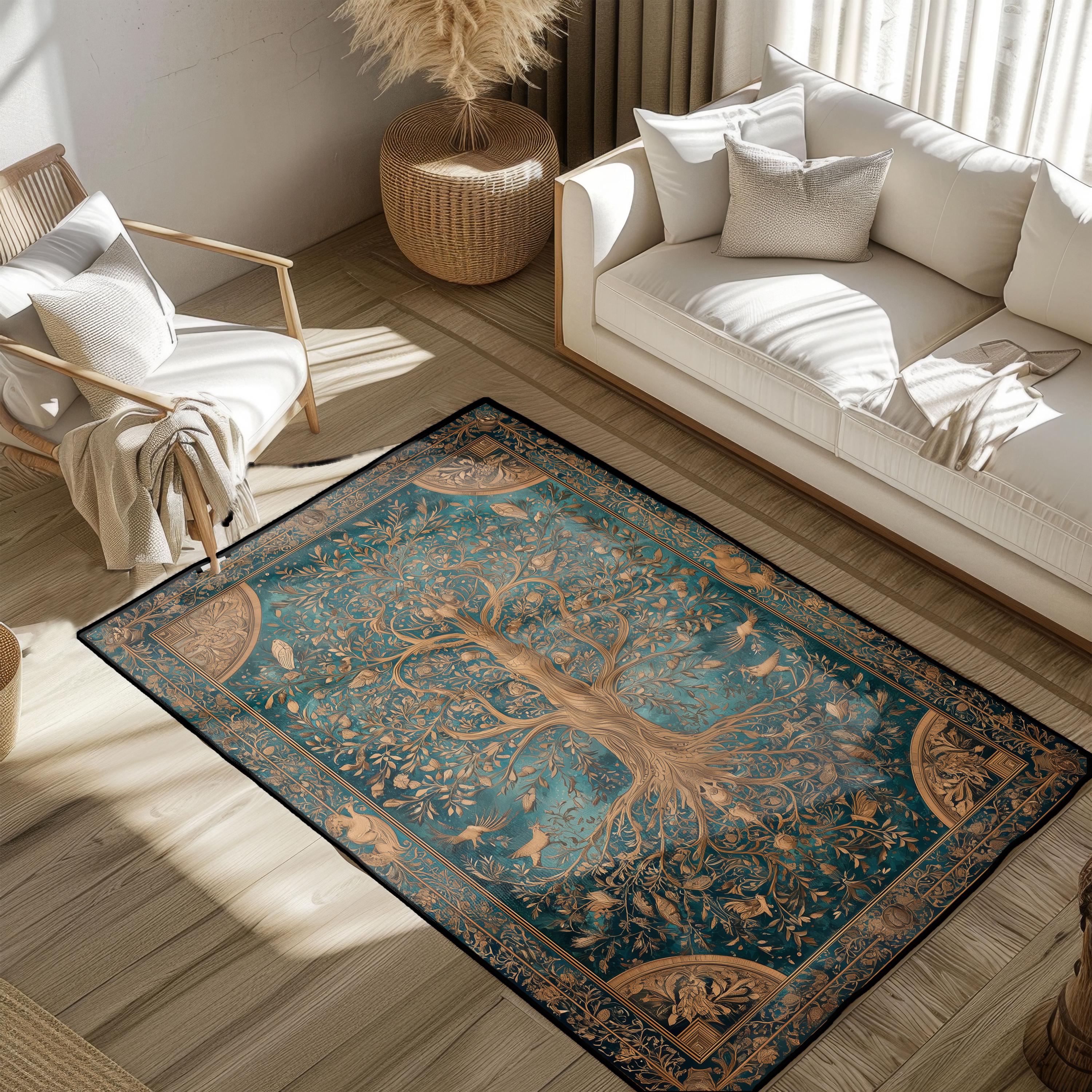 Wicca Rugs Tree of Life Spiritual Rug, Norse Mythology Yggdrasil Area Rug, Wiccan ...