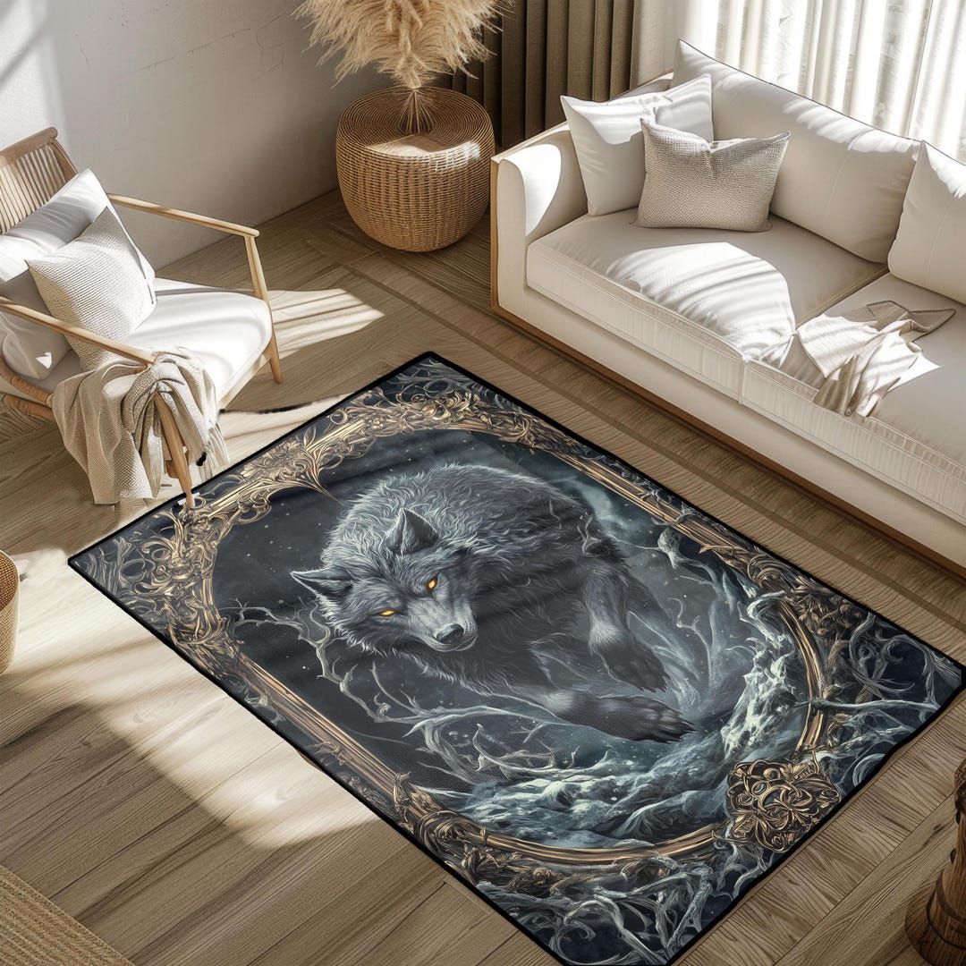 Deviantart Wolf Rug Gothic Wolf Fantasy Art Rug, Mystical Animal Rug, Wildlife Lover Rug ...