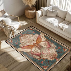 Butterfly Nature Rug, Butterfly Insect Rug, Vintage Butterfly Illustration Rug, Nature Enthusiast Rug, Home Decor Rug, Botanical Rug Decor