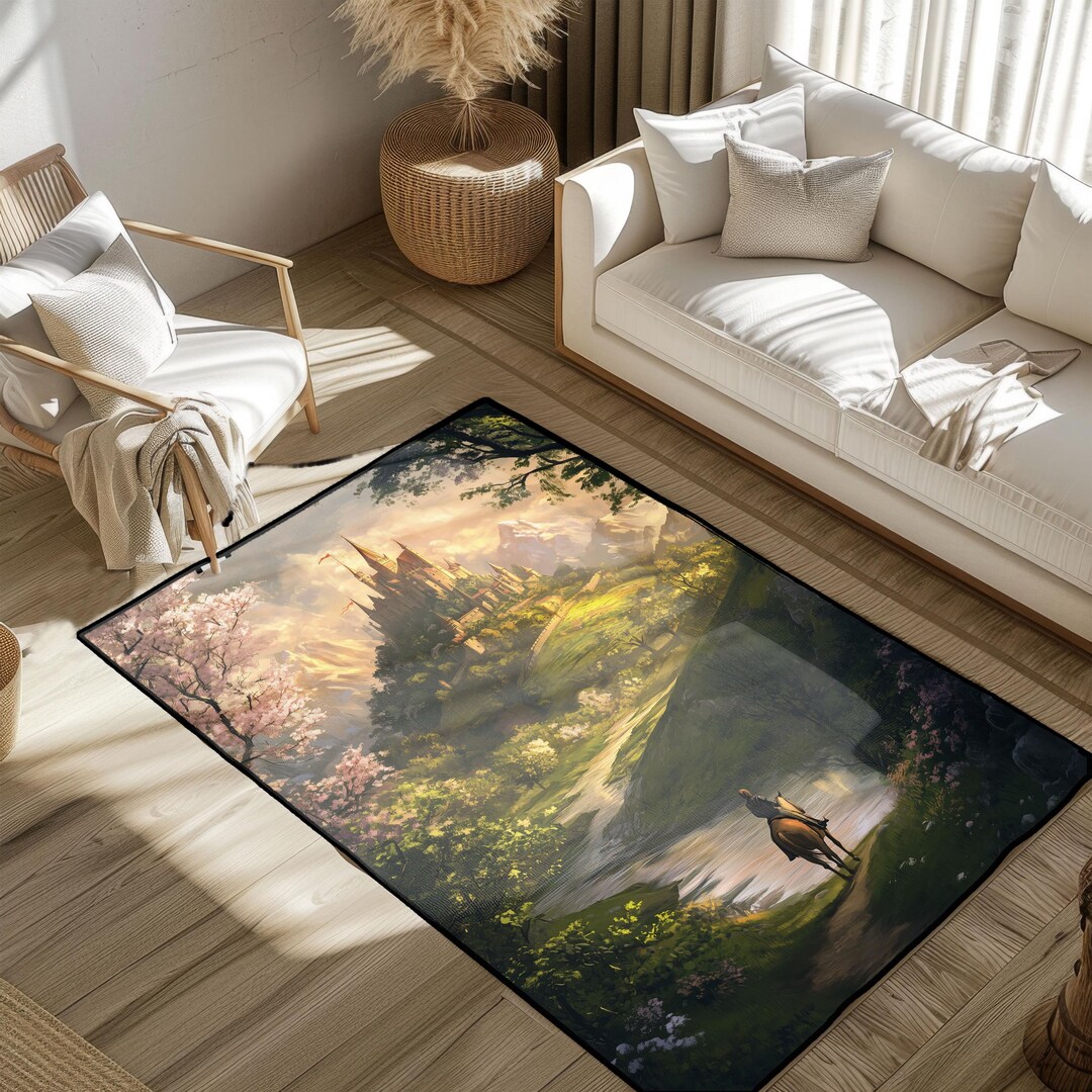 Breath of the Wild Hyrule Rug, Zelda Adventure Landscape Rug, Fantasy ...