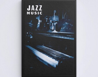 Leinwandbild für Jazzliebhaber, Wandbild für Pianisten, Poster als Geschenk für Musiker, Wandbild für Pianisten, Kunstdruck für das Musikzimmer, Geschenk für den Ehemann, Leinwandbild für die Bar